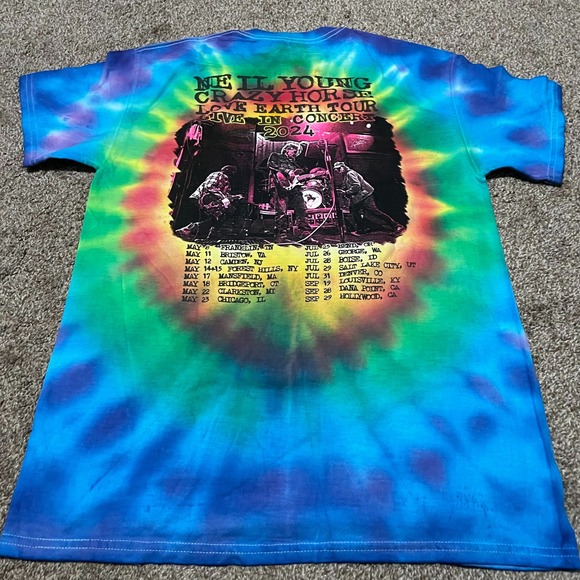Neil Young Crazy Horse Love Earth Tour 24 Live In Concert Tie Dye TShirt Mens M - Picture 4 of 5